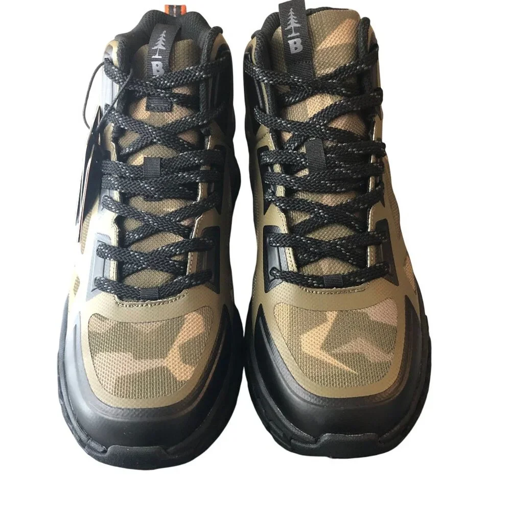 Bass Outdoor Mens Peak Seamless Hiker Mid Boots Camo Green Black US 13